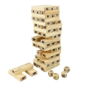 Wooden Numbered Jenga Tower Game for Kids and Adults – لعبة جينجا الخشبية بالأرقام للأطفال والكبار