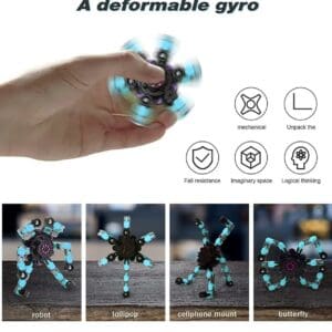 Transformer fidget spinner robot toy deformable rotating shape