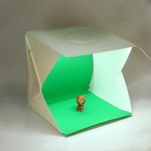 portable LED photo box with soft lighting and backdrop