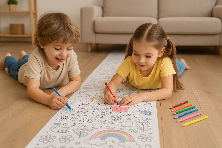 Kids coloring roll 10 meters for children creative diy skills buy online Beirut Lebanon Children’s Handwriting & Coloring Roll – 10 m Creative DIY Art Paper | لفافة تلوين وتعليم للأطفال بطول 10 أمتار
