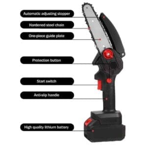 Portable 20cm Electric Chainsaw for Wood and Branch Cutting | منشار كهربائي محمول بطول 20 سم لقص الخشب والأغصان