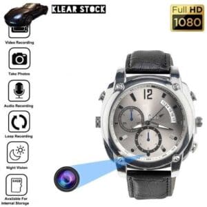Spy Camera Watch hidden Stylish silver wristwatch with hidden HD camera and metal strap, perfect for recording secretly buy online Beirut Lebanon