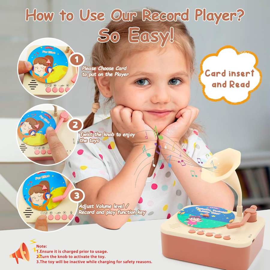 Kids gramophone phonograph toy with 96 cards storytelling and music great for sleeping good mood buy online Beirut Lebanon Music and story gramophone for children – جراموفون قصص وأغاني للأطفال