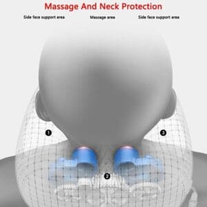 Soft neck massage pillow with control buttons and adjustable cord | وسادة تدليك ناعمة للرقبة مع أزرار تحكم ورباط قابل للتعديل