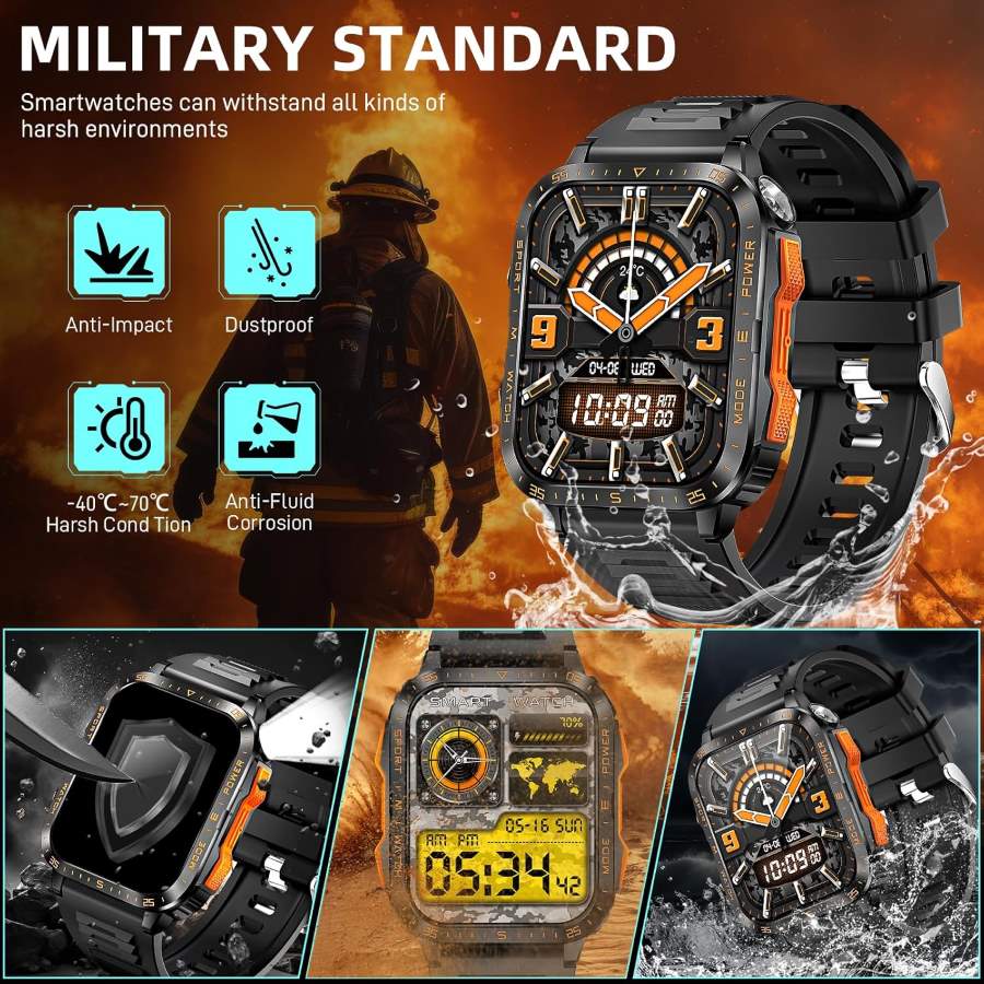 high tech smartwatch with led flash light and bt connection answer call messaging big battery health monitoring water resistant buy online Beirut Lebanon "KT79 Smart Watch Bluetooth incoming call feature – ساعة KT79 الذكية مع ميزة استقبال المكالمات عبر البلوتوث"