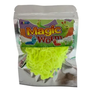 A small silver sealed bag containing yellow magic warms fidget squishy toys