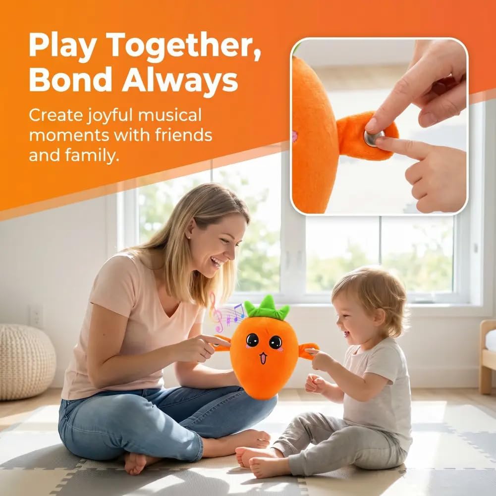 Fruit body sensing music piano plush Banana strawbery carrot fun toy for kids buy online Beirut Lebanon hand eye coordination