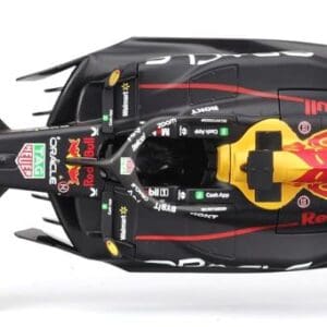 Overhead top-down view of a 1:24 scale diecast Oracle Red Bull Racing RB19 Formula 1 car showing the livery design and cockpit layout on a white background.