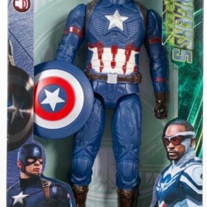 Captain America 38cm Marvel Avengers action figure in box packaging with shield, light, and sound features.