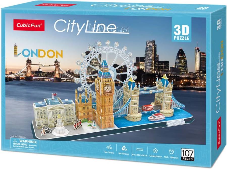 London city 3d puzzle building toy diy fun buy online Beirut Lebanon CubicFun CityLine London 3D Puzzle Kit with Big Ben, London Eye, and Tower Bridge available in Lebanon