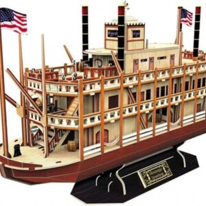 Fully assembled CubicFun Mississippi Steamboat 3D puzzle boat on display stand available in Lebanon