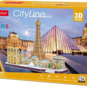 CubicFun CityLine Paris 114-piece 3D puzzle box featuring the Eiffel Tower, Notre Dame, and Louvre model toy available for online delivery in Beirut, Lebanon.